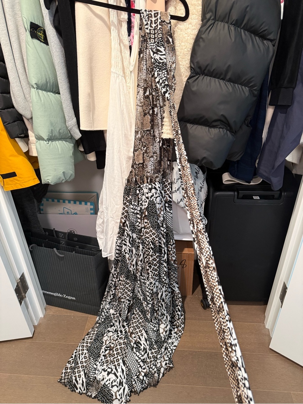 Diane Von Furstenberg Black, White & Brown Printed Wrap Dress - Picture 2 of 3